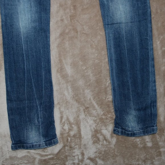 Lee Fits em All Lynn Rivet Blue Jeans - Ripped Distressed Knee - Waist 27x31.5 - Picture 12 of 12